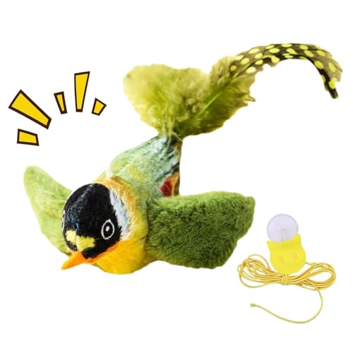 Fruusv Chirping Bird Cat Toy, Interactive Bird Toy, Touch Activated Cat Toy, Realistic Chirping Toy, Tweeting Cat Toy, Kitten Exercise Toy, Catnip Toys for Cats, Chirping Bird Kitten Toy von Fruusv