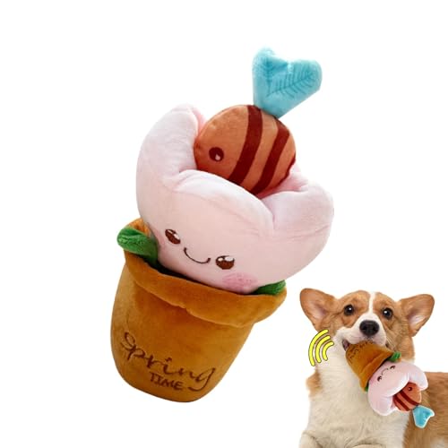 Fruusv Dog Enrichment Toys, Puppy Foraging Doll, Interactive Cat Puzzle, Plush Treat Hiding, Squeaky Chew Toy, (Soft/Firm), Funny Stuffed Plant, Mental Stimulation, Pet Training, Playtime von Fruusv