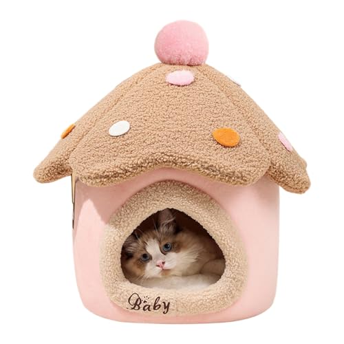 Fruusv Mushroom Shaped Cat Bed | Cozy Kitten Condo and Pet Sleeping Nest | Removable Washable Cushion Cat House, Pet Bed Cave for Cats, Comfortable Pet Cave for Cats and Puppies von Fruusv