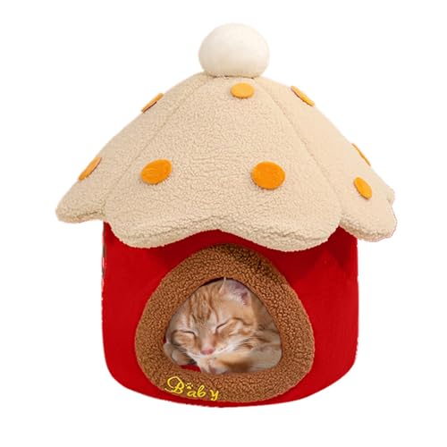 Fruusv Mushroom Shaped Cat Bed | Cozy Kitten Condo and Pet Sleeping Nest | Removable Washable Cushion Cat House, Pet Bed Cave for Cats, Comfortable Pet Cave for Cats and Puppies von Fruusv