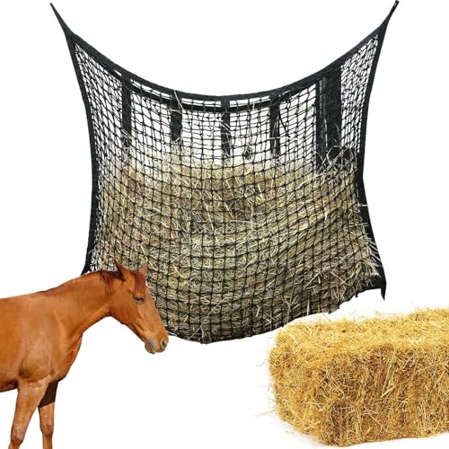 Horse Hay Feeder, Rectangle Slow Horse Grass Nets, Tear-Resistant Bags with 3cm Holes, Portable Donkey Supplies for Preventing Overeating, Eating Design, 90 * 120cm, 580g von Fruusv