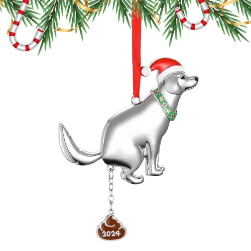 Hundekackender Weihnachtsschmuck, Deko-Ornamente, lustige Ornamente, Acryl-Weihnachtsbaumschmuck, 2D-Weihnachtsschmuck-Anhänger für einzigartige Weihnachtsdekorationen von Fruusv