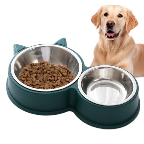 Shape Dog Bowl, Stainless Cat Bowls, Small Dogs Steel Anti-Slip Ear, Water & Food Feeder Thickened Design, Pet Cage Bowl for Prevents Tipping (, 2 Pack), 30x14x5cm von Fruusv