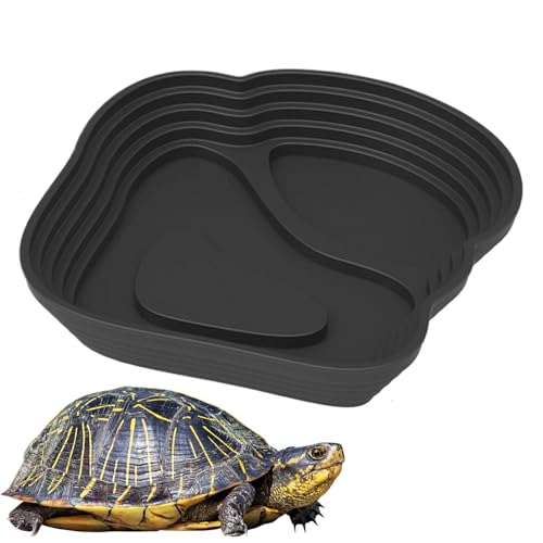 Tortoise Water Bowl, Anti-Slip Turtle Bathing Pool, Durable Reptile Water Dish, Natural-Looking Aquarium Ornament, Safe Stable Snake, Bearded Dragon, Ideal For Terrariums & Habitat Décor 22x20.5x2.5cm von Fruusv