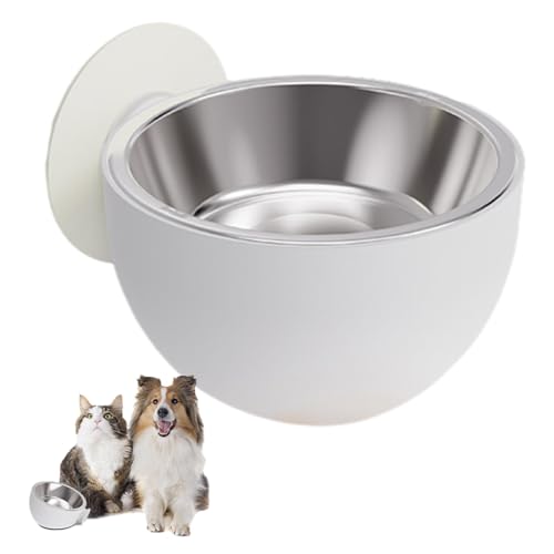 Wall Magnetic Dog Bowl, Stainless Steel Anti-Spill Pet Bowl, Elevated Fixed-Mounted Cat Eating Tray, Dishwasher Safe for Food & Water, PP, Black & White, 14.3cm von Fruusv