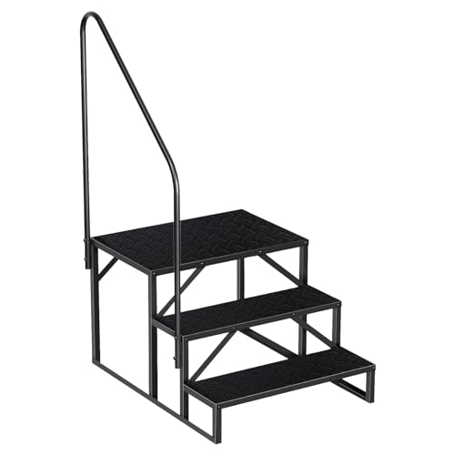 3 Stufen Leiter mit Griff, RV Trittleiter Haustiertreppe, Standtreppe aus Stahl, Stehleiter für Camping Car Max 300kg, Haushaltsleiter für Spa/Hof/Mobile Home von Fruyyzl