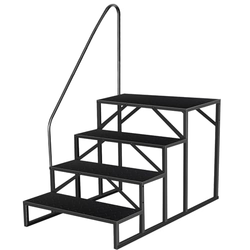 4 Stufen Leiter mit Griff, RV Trittleiter Haustiertreppe, Standtreppe aus Stahl, Stehleiter für Camping Car Max 300kg, Haushaltsleiter für Spa/Hof/Mobile Home von Fruyyzl