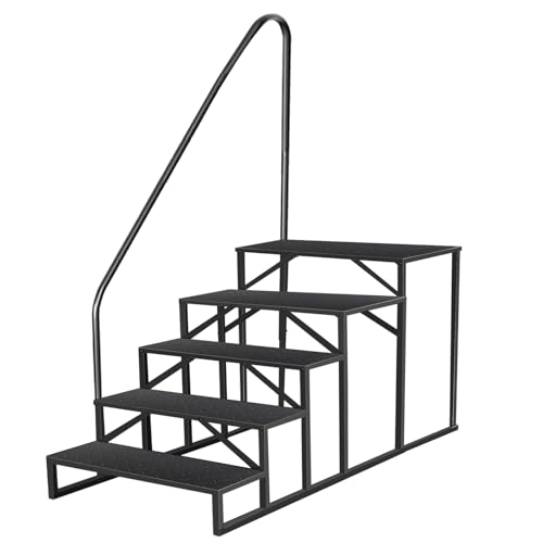 5 Stufen Leitern mit Griff, RV Trittleiter Haustiertreppe, Standtreppe Hocker Kinder aus Stahl Max 300kg, Haushaltsleiter für Spa/Hof/Mobile Home (5 Stufen) von Fruyyzl