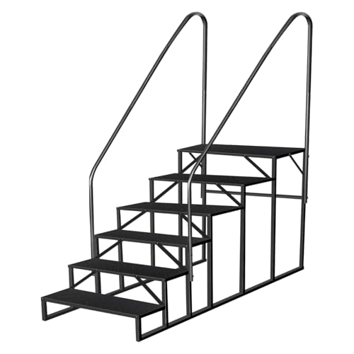 6 Stufen Trittstufe mit 2 Griff, RV Trittleiter|Poolleitern|Stufen im Freien Haustiertreppe, Standtreppe Hocker Kinder aus Stahl Max 300kg, Haushaltsleiter für Spa/Hof/Mobile Home von Fruyyzl