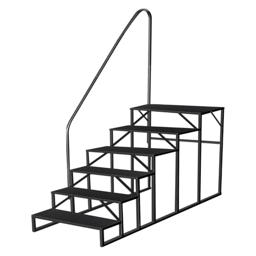 6 Stufen Trittstufe mit Griff, RV Trittleiter|Poolleitern|Stufen im Freien Haustiertreppe, Standtreppe Hocker Kinder aus Stahl Max 300kg, Haushaltsleiter für Spa/Hof/Mobile Home von Fruyyzl