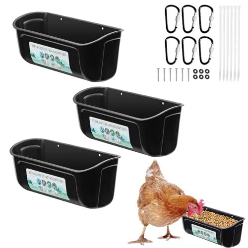 2 Pack Hanging Fence Feed Trough with Clips, Versatile Feeding Container for Chicken, Goat, Duck, Sheep, Piglets, Horse, Deer, Goose 4.5 Quart Poultry and Livestock Feeder (Black) von Fryvokca