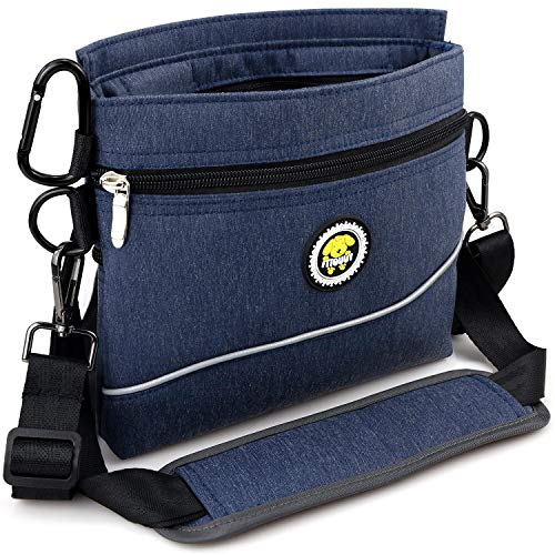 Hunde Leckerlie Tasche mit Magnet-Verschluss, 2 Zip-Tasche, Futterbeutel Hunde mit herausnehmbare Innentasche, gepolsterte Tragegurter, perfekte Futtertasche für Agility-Training- inklusive Karabiner von Fttouuy