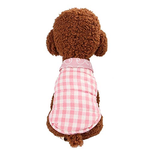 Haustier British Schicht Hemd Karierte Jacke Mantel Hundekleidung Herbstmantel Winterkleidung Frühling Größe: L (Pink) (Color : Pink) von FuQingShiLongShanYuHuaShiPinDian