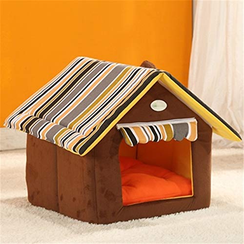 Haustier Faltbare Kaninchen, Katze, Hund Welpen Welpen weichen Nest Haus Bett Zwinger Kissen Korb mit warmem Plüschkissen kleines Haustier mit Kissen (Color : Coffee) von FuQingShiLongShanYuHuaShiPinDian