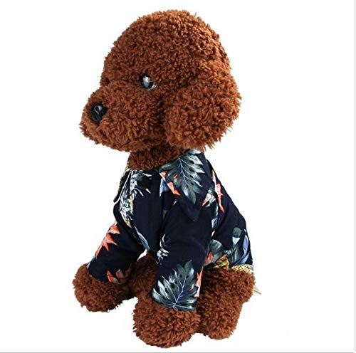 Haustier Haustier-Hemd Hawaii-Hunde-Bekleidung Blumen-Hemd Pet Frühling und Sommer-New Dog Breath Shirt, Größe: M (Color : Navy Blue) von FuQingShiLongShanYuHuaShiPinDian