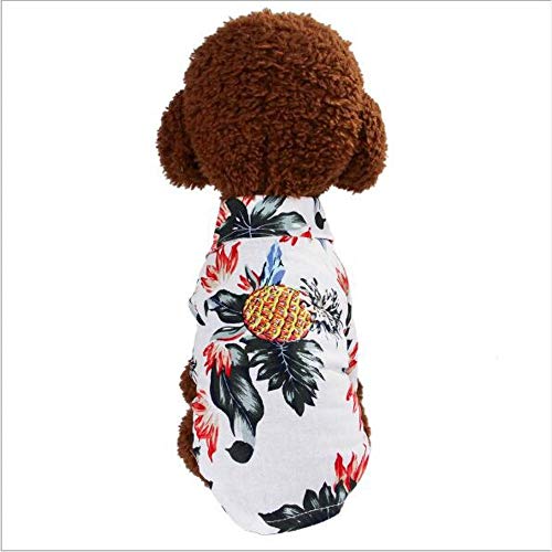 Haustier Haustier-Hemd Hawaii-Hunde-Bekleidung Blumen-Hemd Pet Frühling und Sommer-New Dog Breath Shirt, Größe: M (Color : White) von FuQingShiLongShanYuHuaShiPinDian