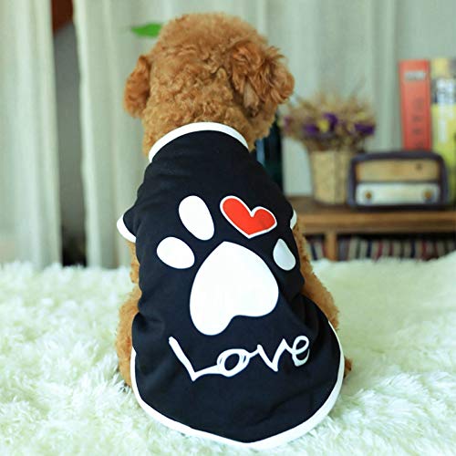 Haustier Haustier-Hund kleidet Liebe Weste T-Shirt Welpen Nette Kleidung süß Sommer gestreifte Kleidung, Größe: S (Schwarz) (Color : Black) von FuQingShiLongShanYuHuaShiPinDian