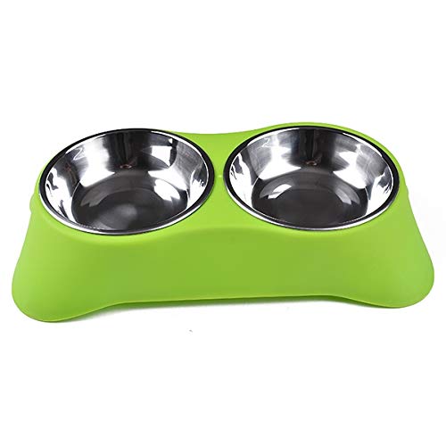 Haustier Pet Basin Dual-Use-Pet Hundenapf Edelstahl Anti-Rutsch-Dual-Use-Hund Bowl Cat Food Bowl Doppel Bowl (Color : Green) von FuQingShiLongShanYuHuaShiPinDian