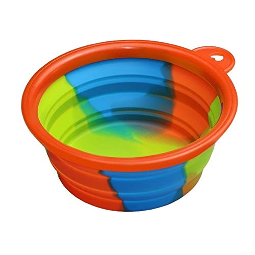 Haustier Silikon-Folding-Ausstattungs-bewegliche Spielraum-Schüssel Hundezufuhr Wasser Lebensmittel Hundenapf Container (Color : Orange) von FuQingShiLongShanYuHuaShiPinDian