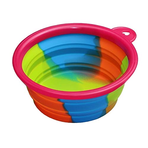 Haustier Silikon-Folding-Ausstattungs-bewegliche Spielraum-Schüssel Hundezufuhr Wasser Lebensmittel Hundenapf Container (Color : Pink) von FuQingShiLongShanYuHuaShiPinDian