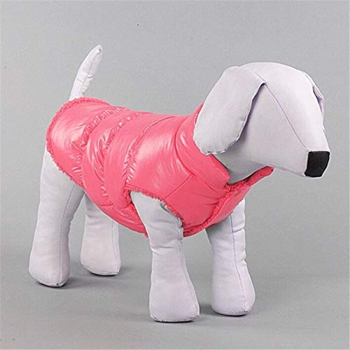 Haustier wasserdichte Hundegeschirr Jacke Wintermantel Welpen Weste Kleidung Wattepads warme Haustier-Katzen-Jacke Bekleidung Welpen-Mädchen-Jungen mit D-Ring-Größe: S (Color : Pink) von FuQingShiLongShanYuHuaShiPinDian