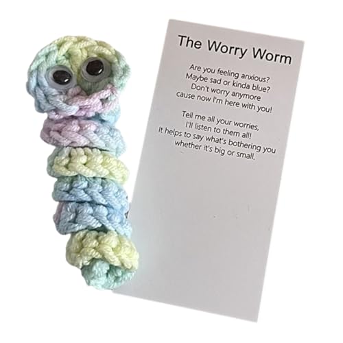 Fubdnefvo Handgefertigtes Sorgenwurm-Geschenk Zur Emotionalen Unterstützung, Häkel-Sorgenwurm, der Sie Inspiriert und Sich Um Sie Kümmert, Süßes Gestricktes Geschenk C von Fubdnefvo