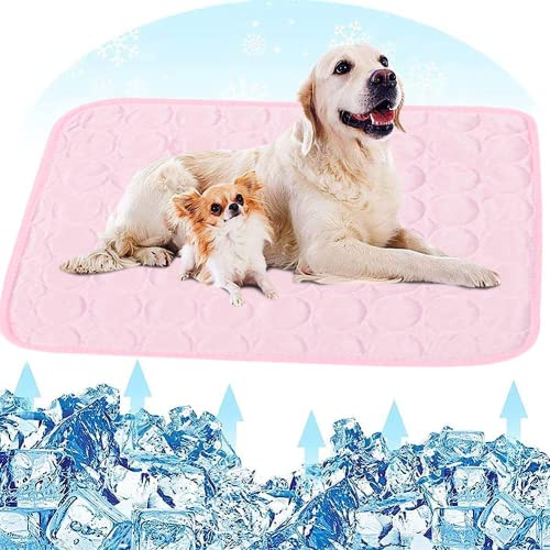 Fueegue Kühlmatte für Hunde Haustier Kühlmatte Hund Hundematte Bett Kühldecke Kühlkissen für Katzen Waschbar Haustiere, Rosa, 55*70cm von Fueegue