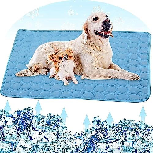 Fueegue Kühlmatte für Hunde Haustier Kühlmatte Hund Hundematte Bett Kühldecke Kühlkissen für Katzen Waschbar Haustiere, Hellblau, 55*70cm von Fueegue