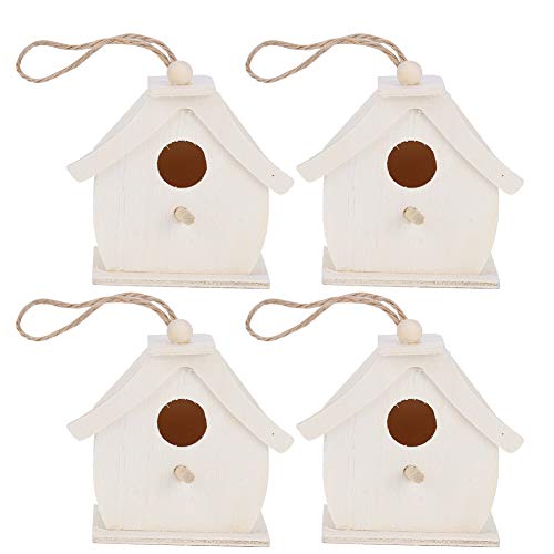 Fuerdich 4 Stück Holz Vogelhaus Dekorative, Holz Vogelhaus Bausatz kleine Vogelhäuschen Vogel Haus Ornamente Unfertiges Vogelnest für Foto Requisiten Garten Home Decor von Fuerdich