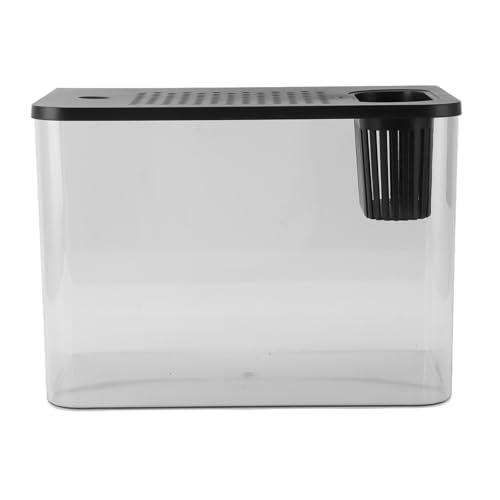 Aquarium Für Goldfisch Garnele Betta Fisch Schildkröte, Mini Aquarium Mit Filtersieb Kunststoff Transparent Mikro Landschaft Tischplatte Aquarium Komplettset Für Box Office Tea Tab (Black) von Fuerdich