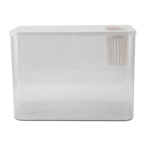 Aquarium Für Goldfisch Garnele Betta Fisch Schildkröte, Mini Aquarium Mit Filtersieb Kunststoff Transparent Mikro Landschaft Tischplatte Aquarium Komplettset Für Box Office Tea Tab (White) von Fuerdich