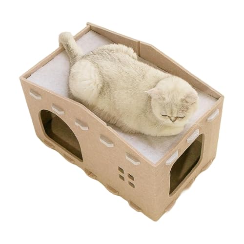 Fukamou Doppelte Katzenbetten Für Hauskatzen, Doppelschichtiges Katzenbett,Moderne Kätzchenwohnung-Katzenhaus, Kleine Katzentürme, Kratzbaum, Haustierversteck, Katzenhöhle, Bett Für Mehrere Kätzchen von Fukamou