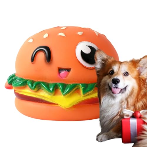 Fukamou Hamburger Hundespielzeug, Hamburger Hundespielzeug Quietschend, Kauspielzeug Für Hunde,Interaktives Zahnreinigungsspielzeug Für Hunde Gegen Langeweile Und Training, Quietschspielzeug Zum Kauen von Fukamou