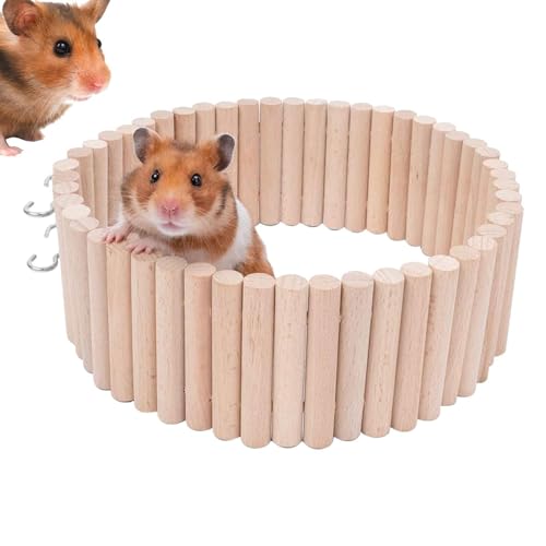 Fukamou Hamsterleiterbrücke | 2-in-1-Käfig Aus Holz Mit Biegsamer Leiter Und Kauspielzeug - Harmloses Holzspielzeug Und- Käfigzubehör, Kletterleiter Und Zaun-Set Für Hamster, Mäuse, Chinchillas Und von Fukamou