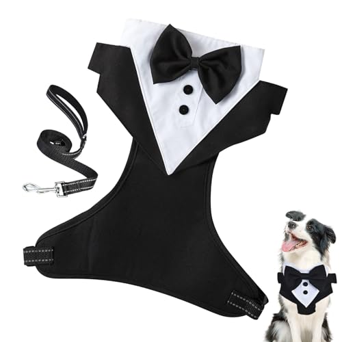 Fukamou Hochzeitskleidung für Hunde, Hochzeitsanzug für Hunde - Hundeprinz-Hochzeits-Fliege-Shirt mit Zugseil | Formelle Hundekleidung, Hemdkostüm, Hunde-für Hochzeit, von Fukamou