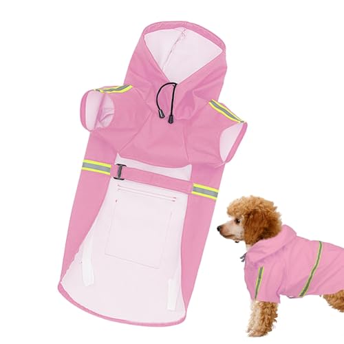 Fukamou Hunde-Poncho-Regenmantel, wasserdichte Hundejacke | Leicht Tragbare Haustier-Regenjacke | Wasserdichter Und- Winddichter, Verstellbarer Regenmantel Für Haustiere Mit Kapuze, Atmungsaktive, von Fukamou