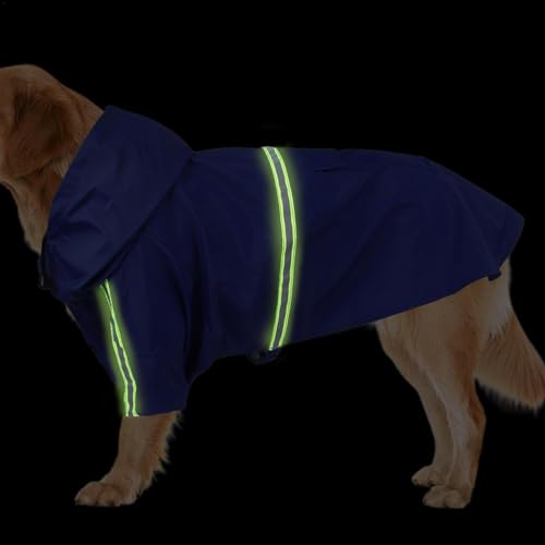 Fukamou Hunde-Poncho-Regenmantel, wasserdichte Hundejacke | Leicht Tragbare Haustier-Regenjacke | Wasserdichter Und- Winddichter, Verstellbarer Regenmantel Für Haustiere Mit Kapuze, Atmungsaktive, von Fukamou