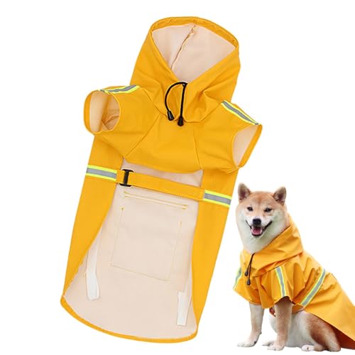 Fukamou Hunde-Poncho-Regenmantel, wasserdichte Hundejacke | Leicht Tragbare Haustier-Regenjacke | Wasserdichter Und- Winddichter, Verstellbarer Regenmantel Für Haustiere Mit Kapuze, Atmungsaktive, von Fukamou