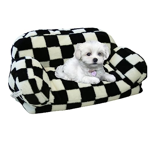 Fukamou Hundebett Für Kleine Hunde Und Katzen | Waschbares Beruhigendes Katzenbett | Flauschig Haustierbett | Multifunktionale Hundesofa | 66x33x37cm von Fukamou