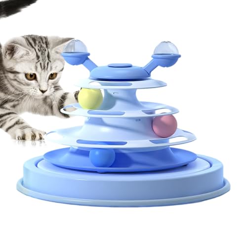 Fukamou Katzenspielzeug Rollerballbahn,Katzenballbahnspielzeug | Katzenspielzeug Spinner,Haustier-Katzen-Zubehör, Lustiges -Dreifaches Interaktives Spielzeug-Spinner-Katzenspielzeug Für Kätzchen, Für von Fukamou