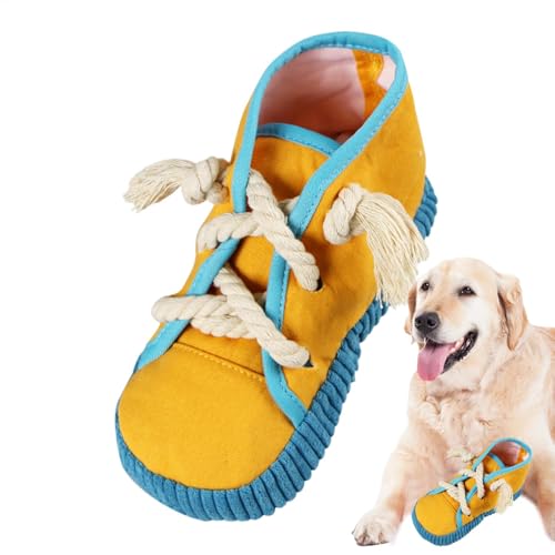 Fukamou Schuh-Hundespielzeug - Süßes Schuhförmiges Hundespielzeug Zum Kauen Und Zahnen | High-Top-Schuhspielzeug Mit -Schnürsenkel Und Quietschgeräusch, Lustiges Hundespielzeug Für Die Zahnpflege von Fukamou