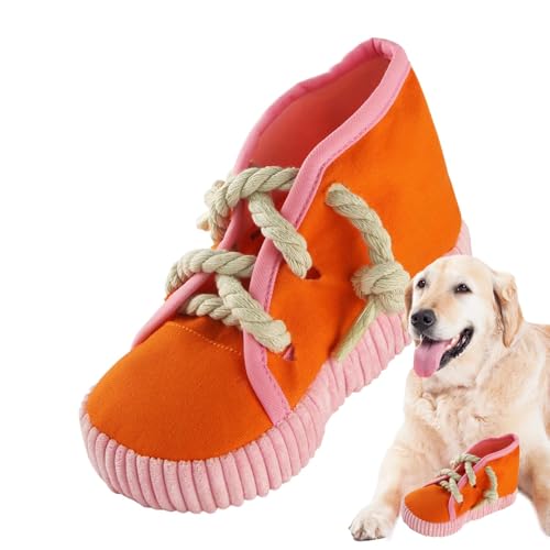 Fukamou Schuh-Hundespielzeug - Süßes Schuhförmiges Hundespielzeug Zum Kauen Und Zahnen | High-Top-Schuhspielzeug Mit -Schnürsenkel Und Quietschgeräusch, Lustiges Hundespielzeug Für Die Zahnpflege von Fukamou