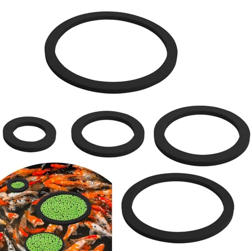 Fukamou Schwarzer Fischfutterring, Schwimmender Ring Für Aquarium,5PCS Schwimmender Fischfuttertrog - Universeller Futtertrog Für- Fischliebhaber, Multifunktionaler Futterring Zum Fixieren Von von Fukamou