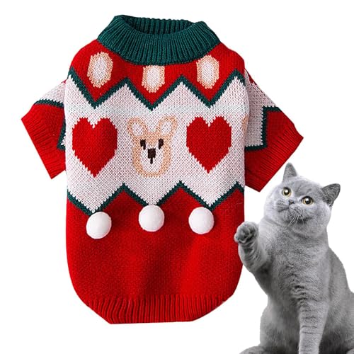 Fukamou Weihnachtshundepullover - Haustiere Hunde Weihnachtspullover,Weicher Strickpullover Für Haustiere, Welpenpullover Für -Hunde, Katzen, Haustiere, Kleine Welpen von Fukamou