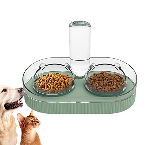 Automatischer Wasserspender für Hunde | 2-Schüssel-Siphon-Prinzip-Fütterungssystem für Haustiere | Futterspender mit 550 ml Fassungsvermögen, leicht zu reinigender Katzenwasserspender für Fulenyi von Fulenyi