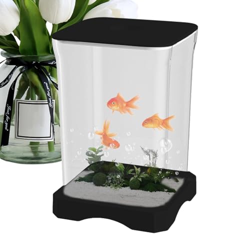 Betta Aquarium Tank Klein Aquarium Betta Aquarium 4K HD Aquarium Fischschüssel, kleines Ornament Aquarium, Aquarium Starter mit LED-Licht für Zuhause, Büros, Ap Dekoration von Fulenyi