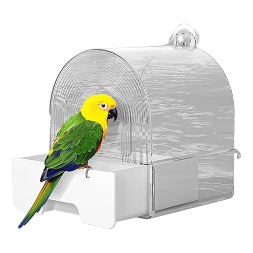 Fulenyi Badewanne für kleine Vögel,Kleine Vogelwanne - Haustier-Vogel-Duschschubladenbox | Einfache Installation, transparente Vogelbadewanne, Vogelbad-Duschbox für Sittiche, Kanarienvögel und von Fulenyi