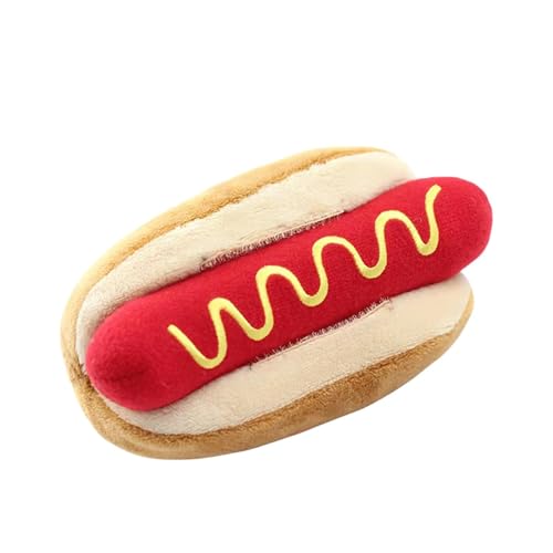 Fulenyi Hot-Dog-Spielzeug für Hunde, quietschendes Hundespielzeug,Plüsch-Kauspielzeug, interaktives Hot-Dog-Spielzeug für Hunde - Mehrzweck-Kauspielzeug zum Zahnen aus Plüschstoff für Katzen, Hunde von Fulenyi