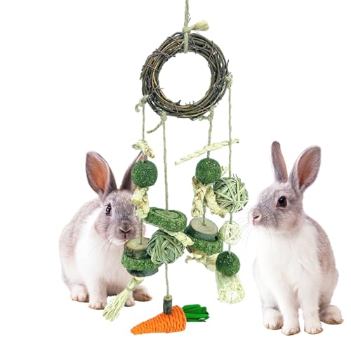 Fulenyi Kaninchen-Kauspielzeug für Käfig, natürliches, handgefertigtes Kaninchen-Kauspielzeug – Hasen-Leckerlis, verbessert die Zahngesundheit des Haustiers für Kaninchen, Chinchilla, Meerschweinchen, von Fulenyi