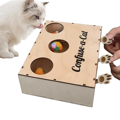 Fulenyi Katzenbox Spielzeug - Verwechseln Sie eine Katze Puzzle Spielzeug | Holz Katze Jagd Box Puzzle Spielzeug zur Bereicherung, Natürliches Interaktives Spielen für Kätzchen, Katzenbesitzer, Hunde von Fulenyi